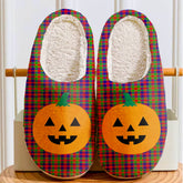 Clan Gow (or McGouan) Tartan Halloween Pumpkin Slippers, Fluffy Spooky Slippers OL80 Gow (or McGouan) Tartan Tartan Halloween